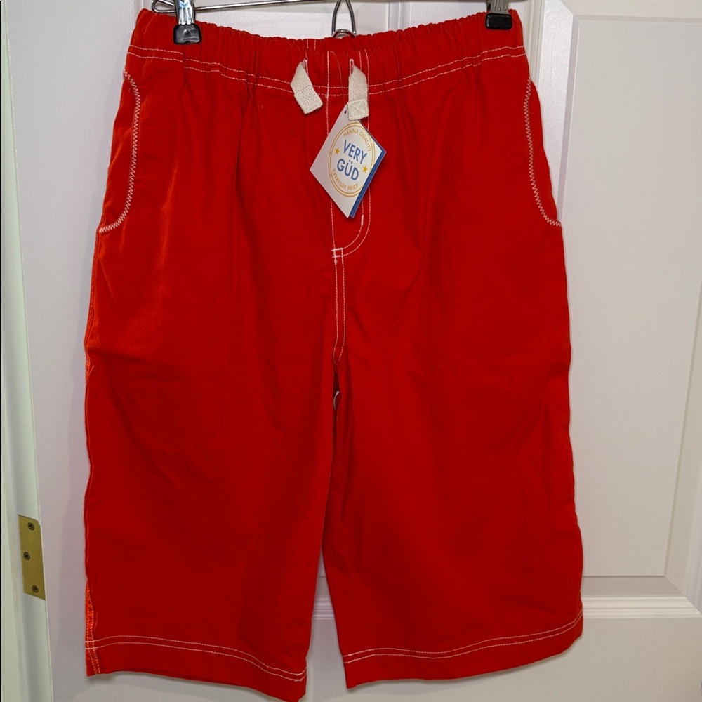 Hanna Andersson Vibrant Red Long Cotton Shorts size 160 - NWT